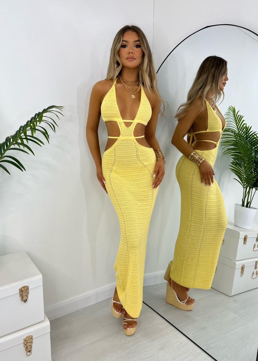 Dresses Dressmezee  Bali Palms Crochet Maxi Dress - Yellow · Clotheonsale